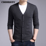 COODRONY Cardigan Men 2020 Autumn Winter Soft Warm Cashmere Wool Sweater Men Pure Color Classic Casual V-Neck Cardigans Top 7402