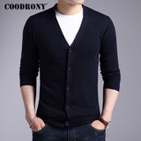 COODRONY Cardigan Men 2020 Autumn Winter Soft Warm Cashmere Wool Sweater Men Pure Color Classic Casual V-Neck Cardigans Top 7402