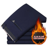 2020 Winter Men Warm Casual Pants Business Fashion Knitting Elasticity Slim Thick Trousers Male Brand Clothes