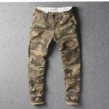 Retro Camouflage Cargo Pants Men Military Tactical Pants Skinny Fits Army Style Cotton Trousers Casual Pants Man Clothing