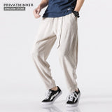 MrGoldenBowl Store Size Plus 5XL Cotton Linen Harem Pants Men Belt Jogger Pants Male Trousers Chinese Traditional Cloths